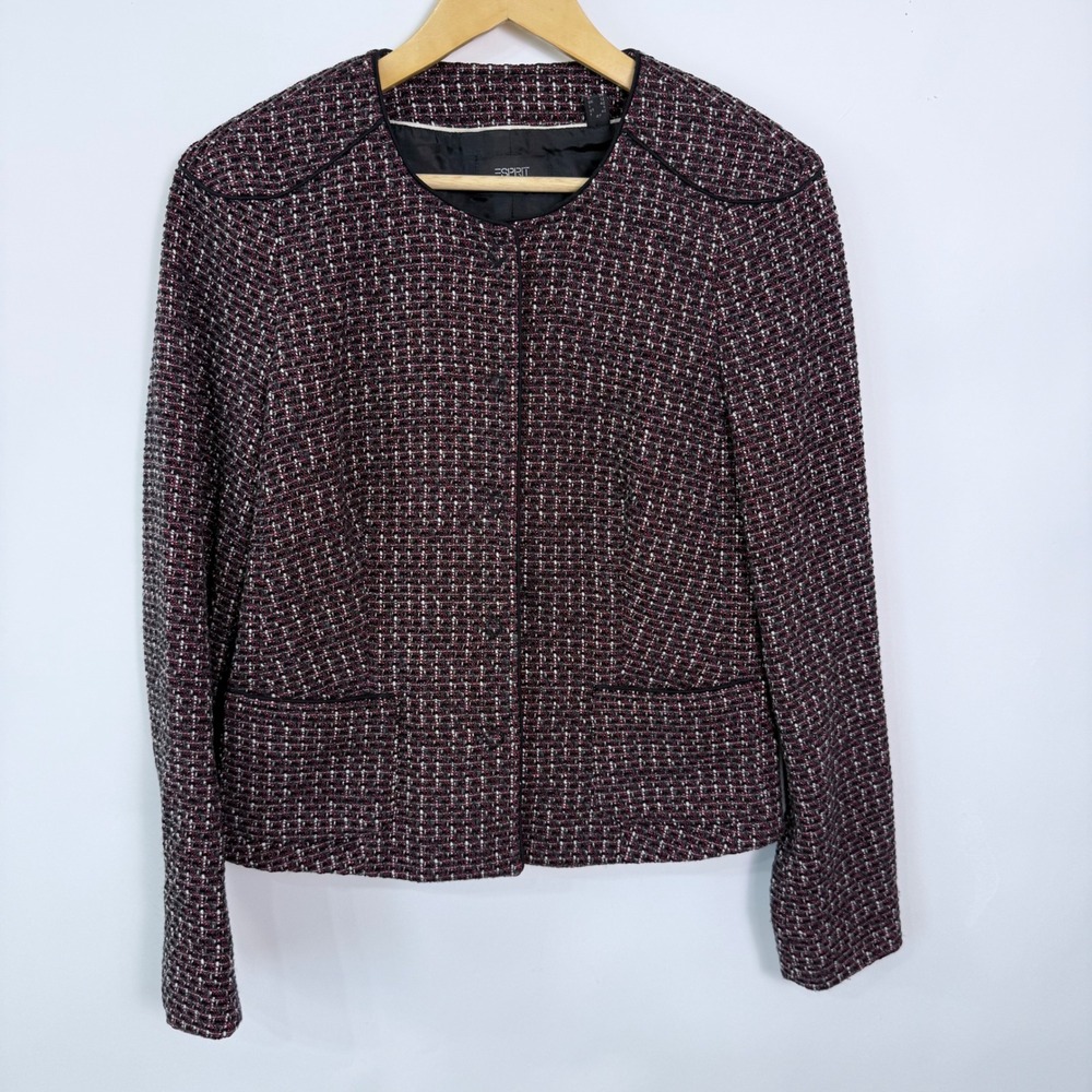 Esprit Tweed Blazer Jacket Womens Size 8 Classic Career Business
